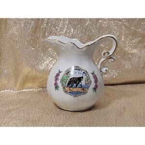 Vintage Great Smoky Mountains Souvenir White Mini Pitcher Creamer Black Bear